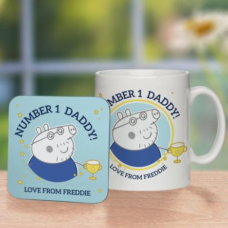 Personalised Peppa Pig Number 1 Daddy Mug & Coaster Extra Image 1